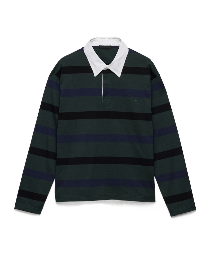 Long-sleeved cotton polo shirt