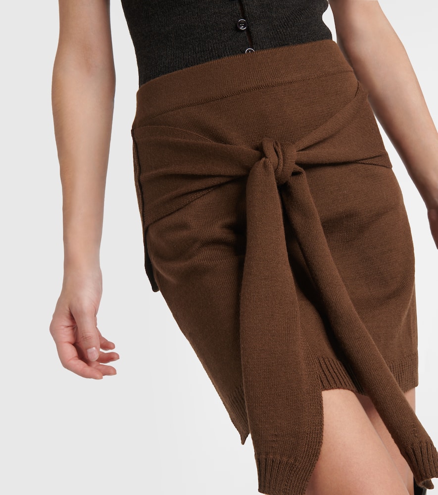 Trompe l'ail wool-blend miniskirt