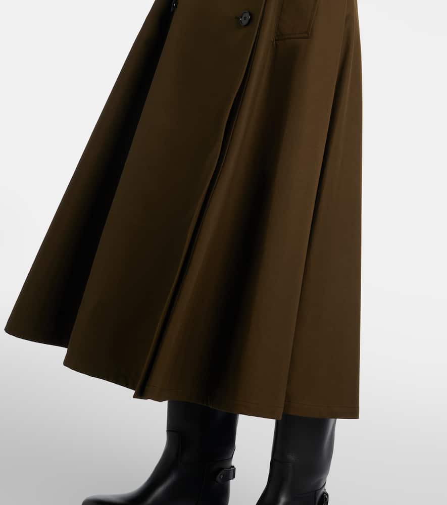 Cotton gabardine midi skirt