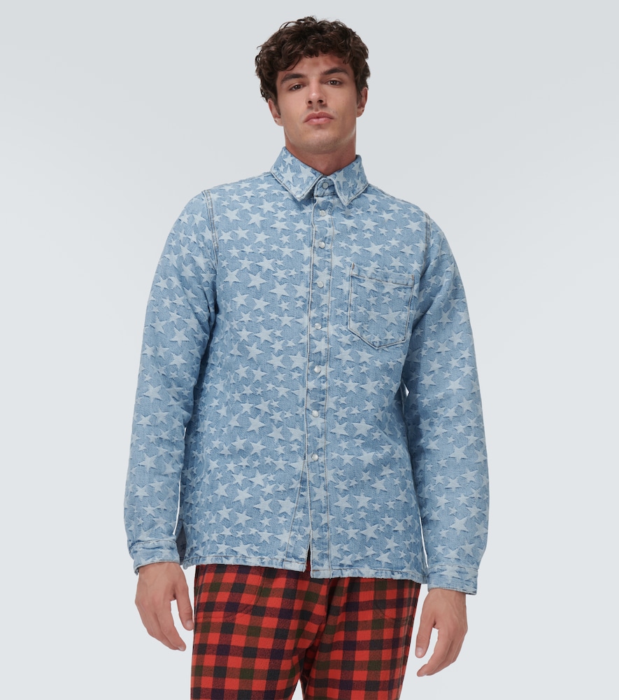 Jacquard denim overshirt
