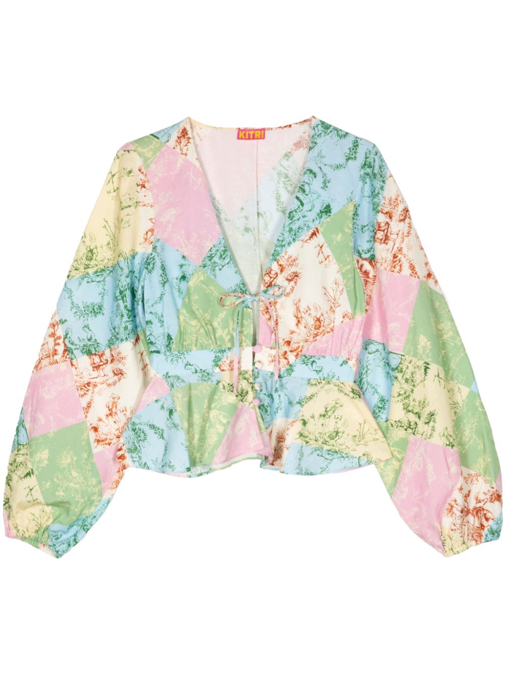 Irene patchwork blouse - Blue