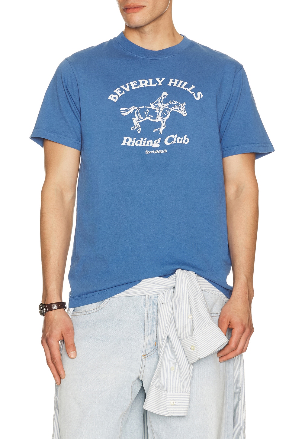 Sporty & Rich Bh Riding Club T-Shirt in Pier Blue - Blue. L also in M, S, XL/1X