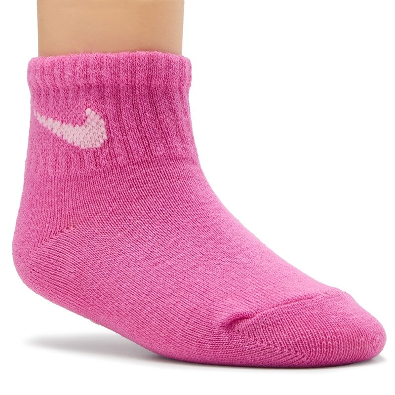 Infant' 3 Pack 6-12 Month Gripper Ankle Socks (Pink Foam/White)