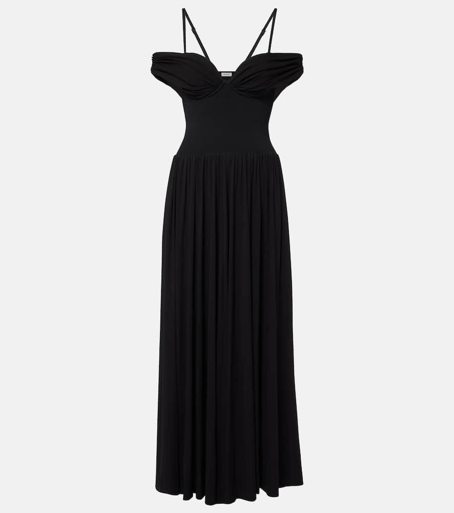 Amarantha off-shoulder draped jersey maxi dress