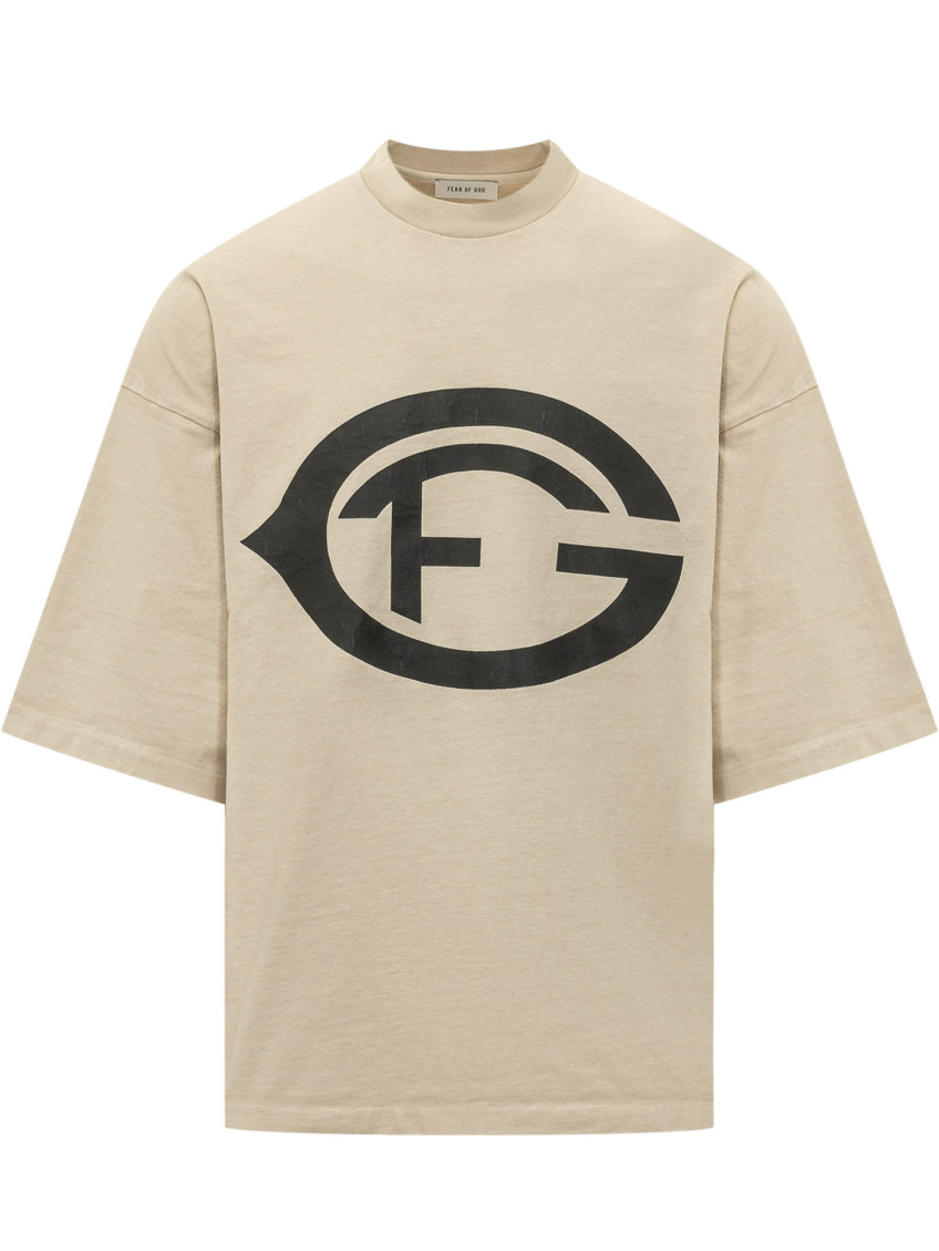 Beige Graphic Crew Neck T-Shirt