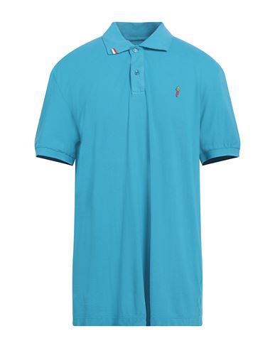 Man Polo shirt Turquoise Size 3XL Cotton, Elastane