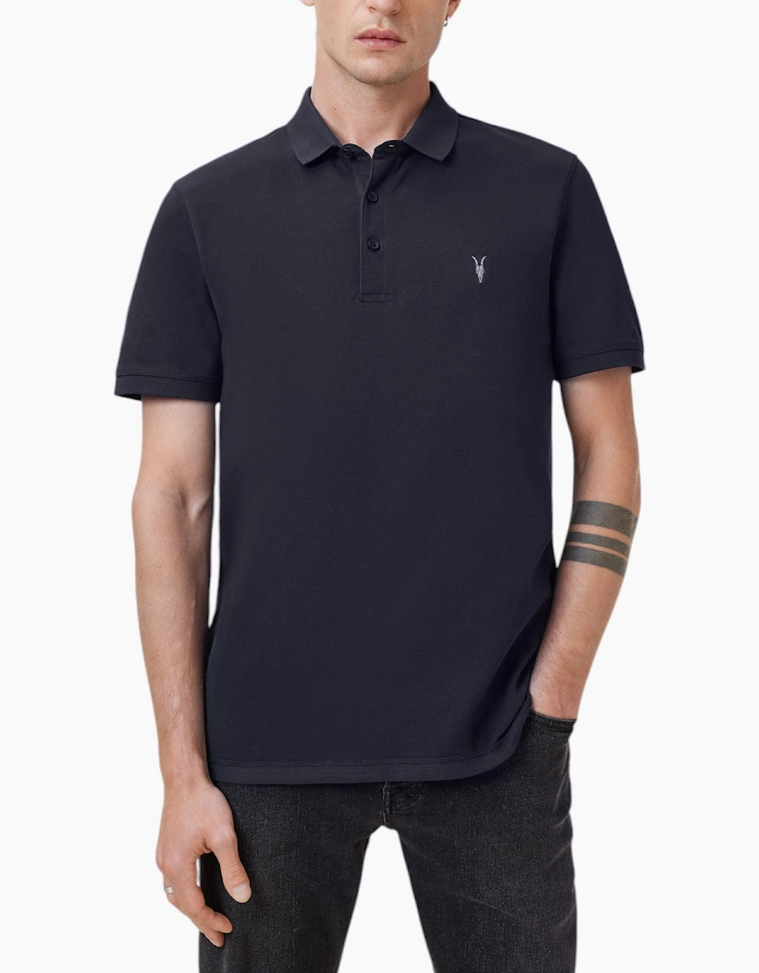 Allsaints Men's All Saints Reform Mens Polo Shirt Summer Cotton Top - Crea