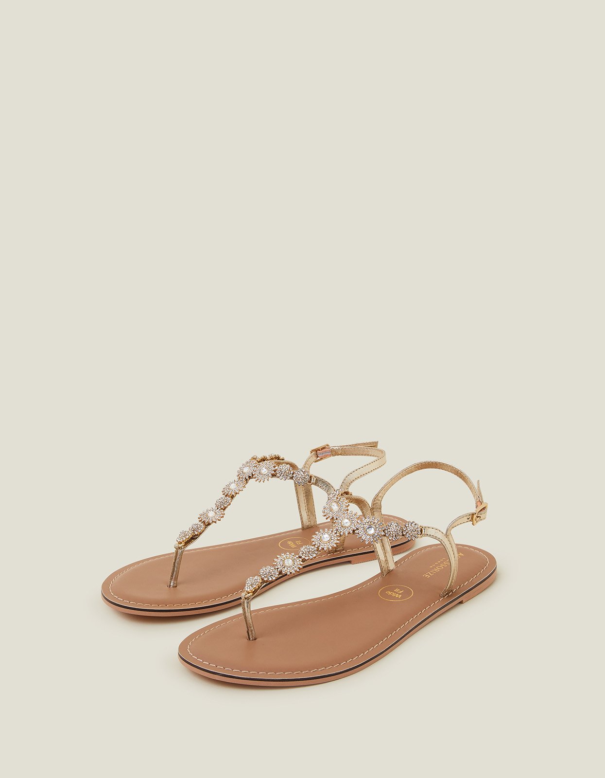 Wide Fit Rome Sparkly Sandals Gold