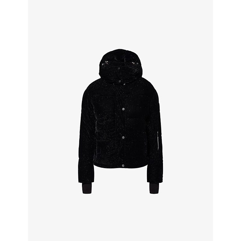 Womens Black Lumière Velvet Ski Jacket