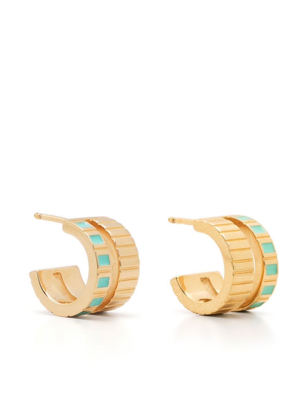 Enamel-detail hoop earrings - Gold