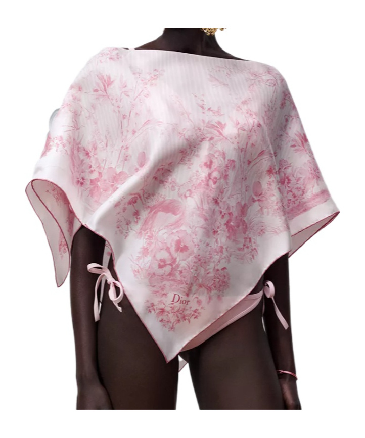 Iviera Toile de Jouy Floral Garden Silk Top
