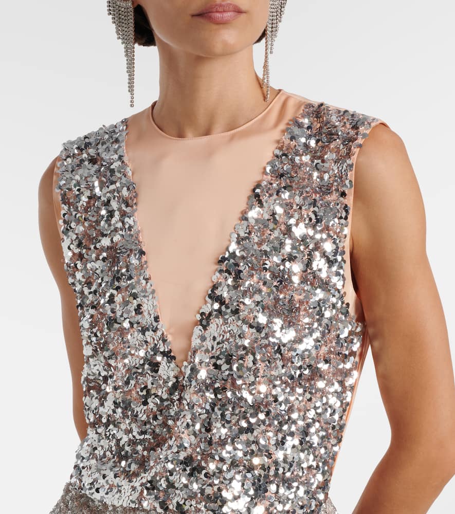 Sequined jersey top