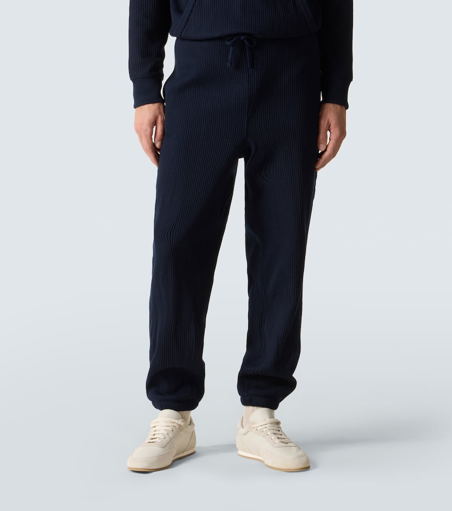 Waffle-knit straight pants