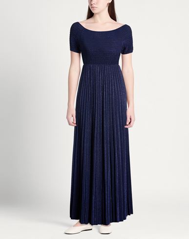 Woman Maxi dress Blue Size 4 Cotton, Polyester, Metallic Polyester, Polyamide, Elastane