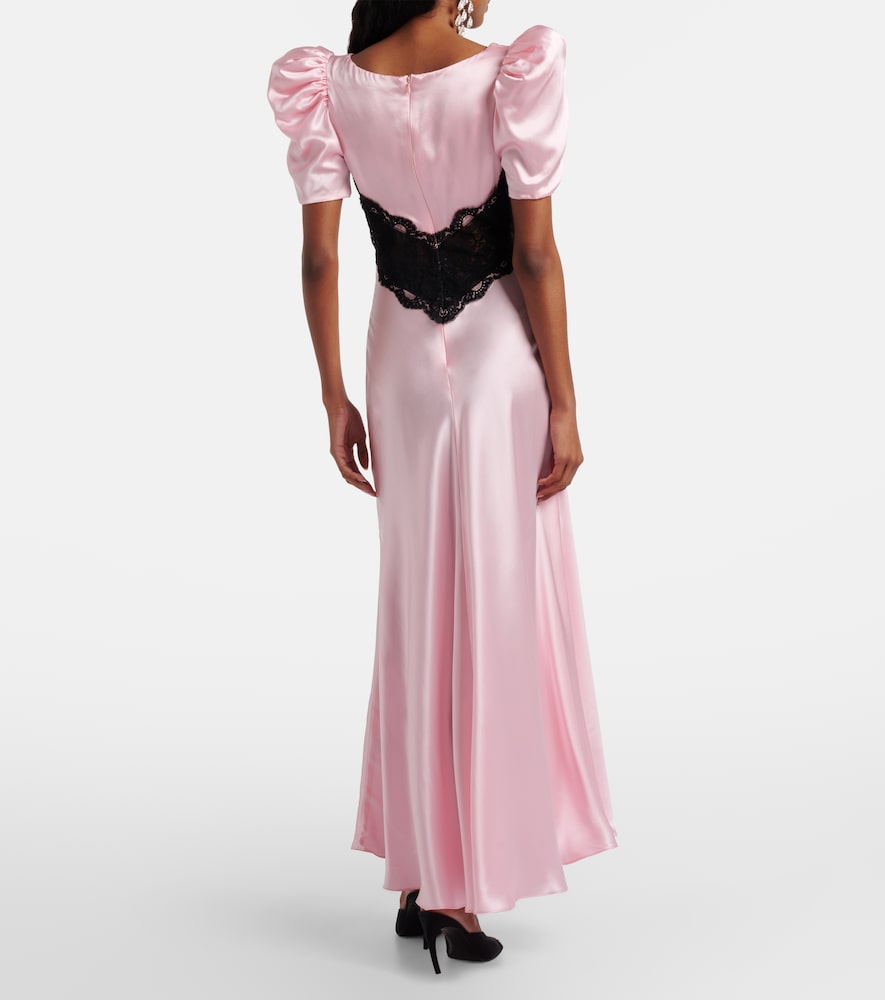 Lace-trimmed silk cocktail dress