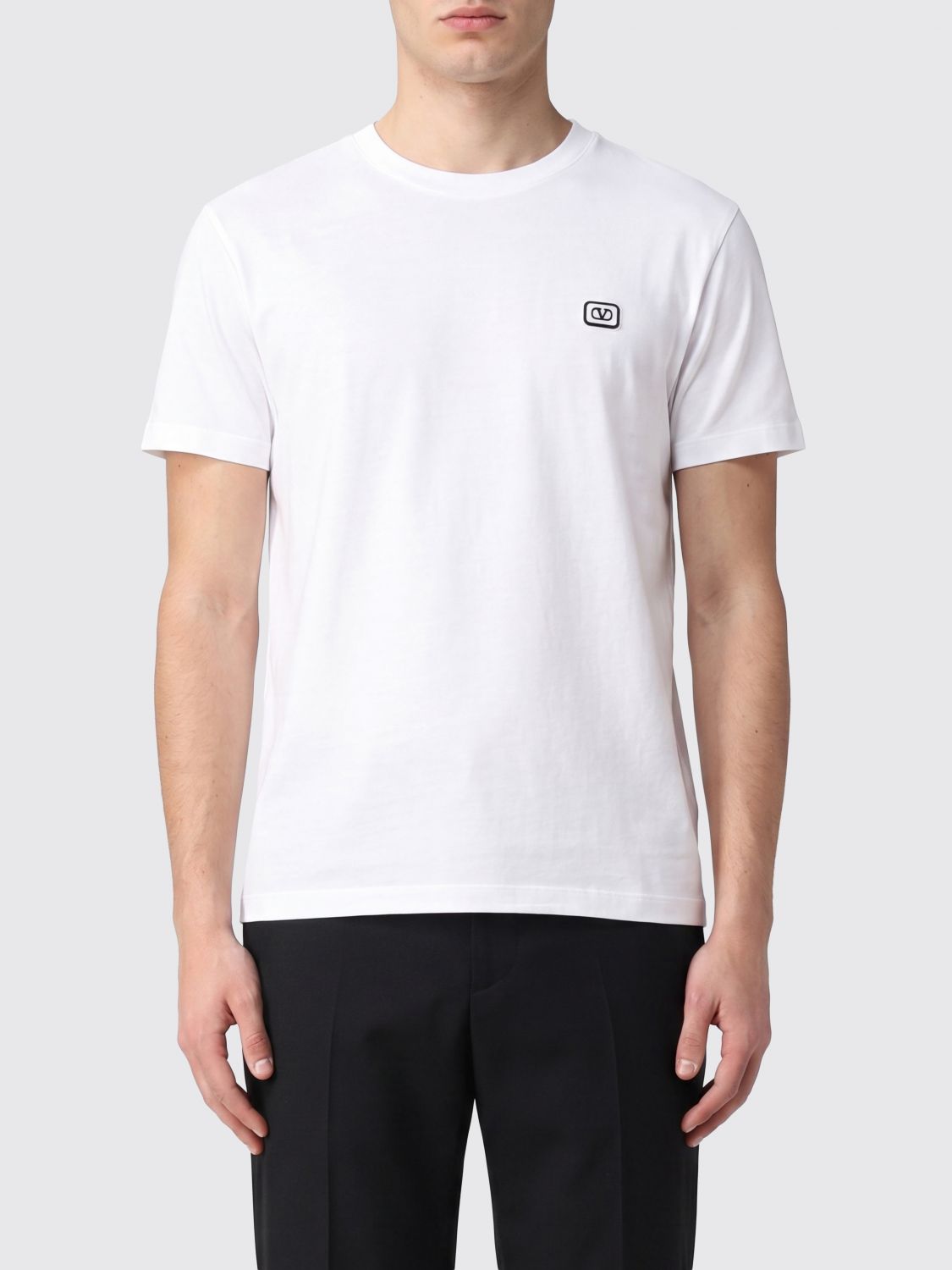 Slim Fit Cotton T-Shirt with VLogo Signature