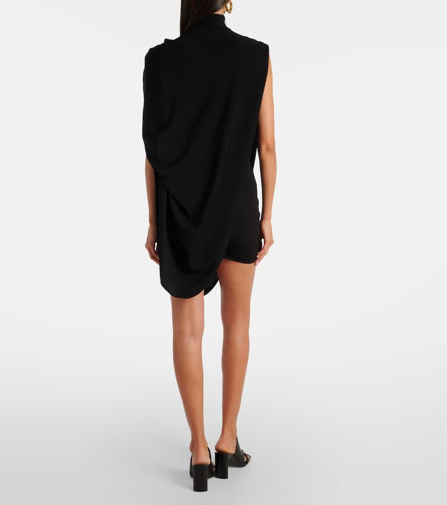 Draped embellished jersey minidress