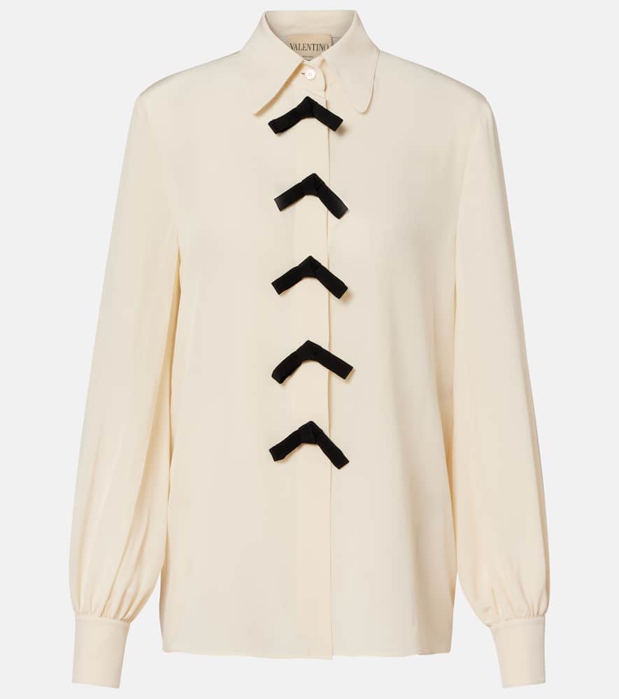 Bow-detail silk crêpe de chine blouse