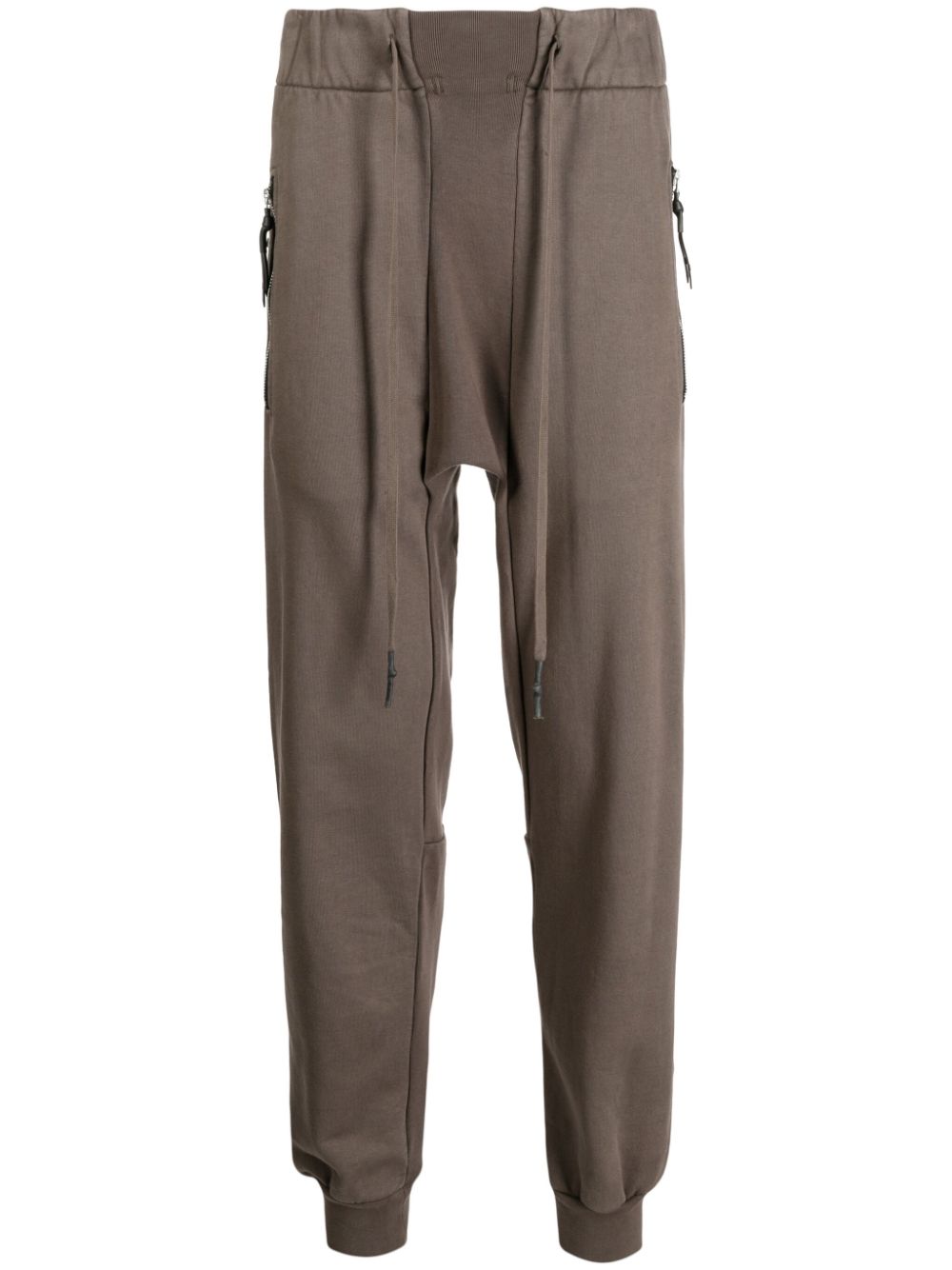 Panelled tapered cotton track pants - Brown
