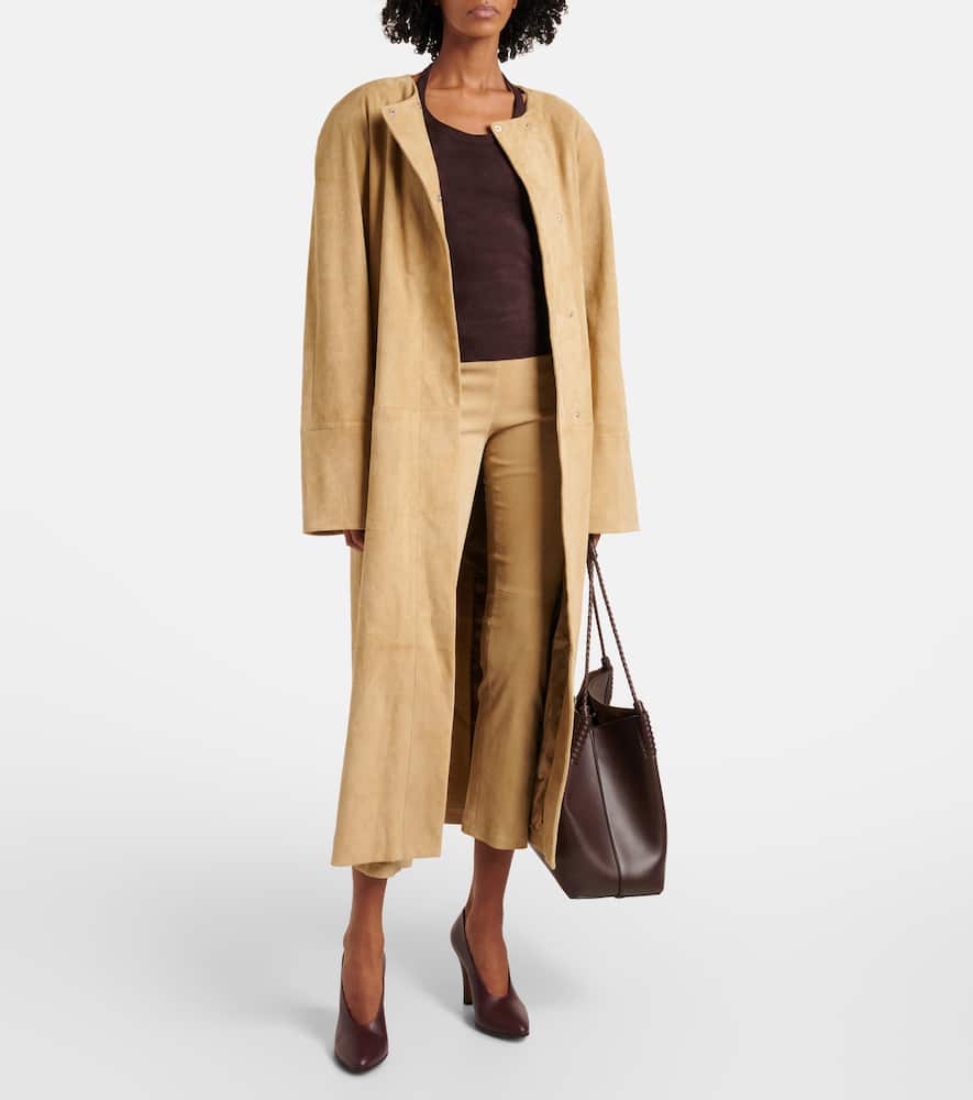 Dietrich suede-trimmed cotton-blend trench coat