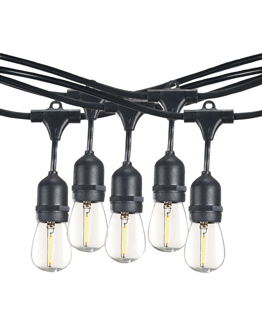 14ft Black String Light Kit With Plastic Clear S14 LED Light Bulbs, 1pk