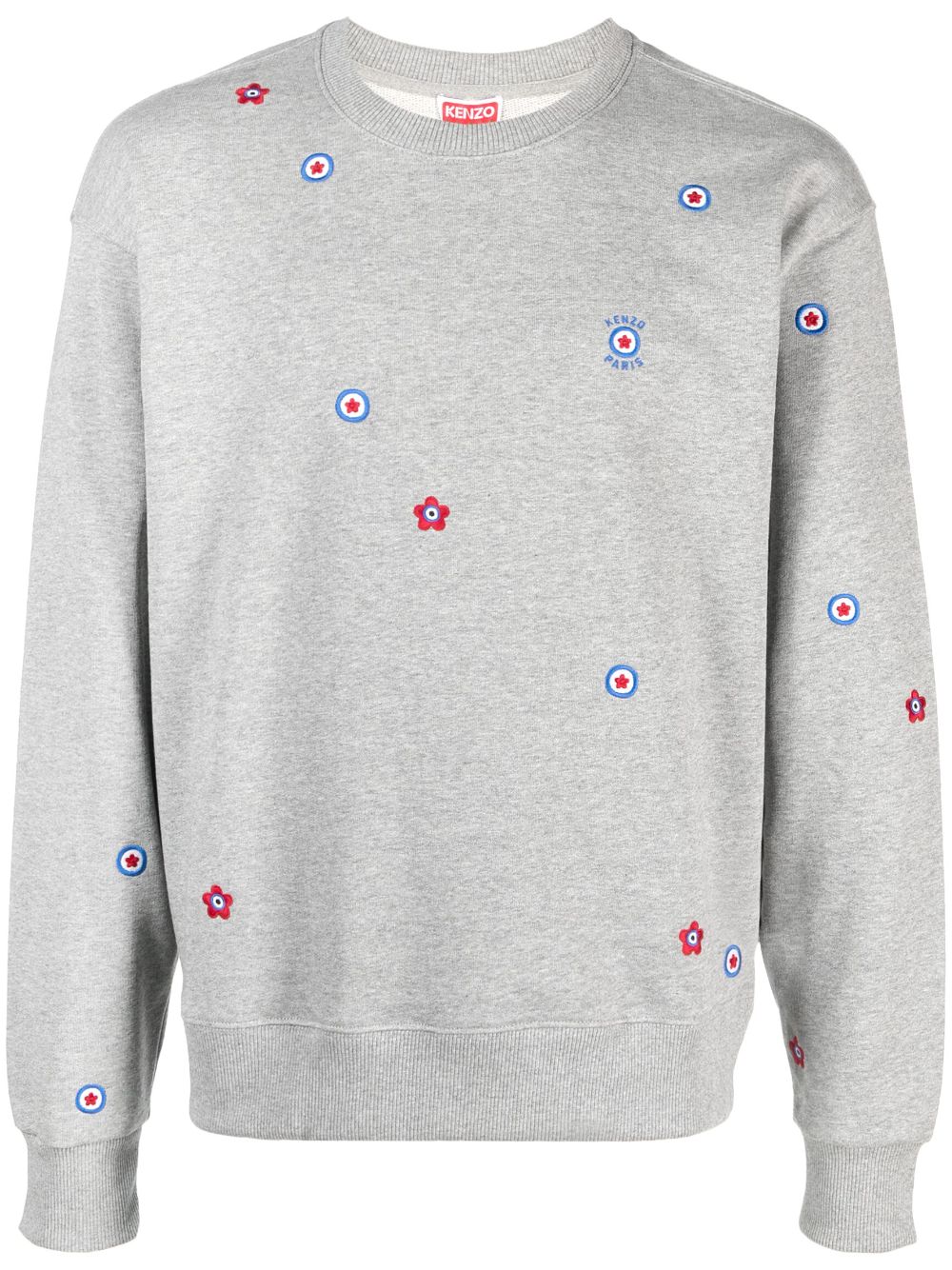 Floral-embroidered cotton sweatshirt - Grey