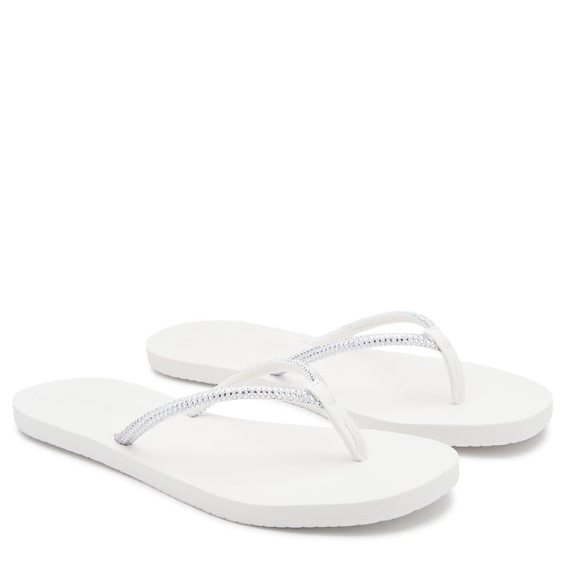 Women's Bliss Bling Flip Flop Sandals (White)