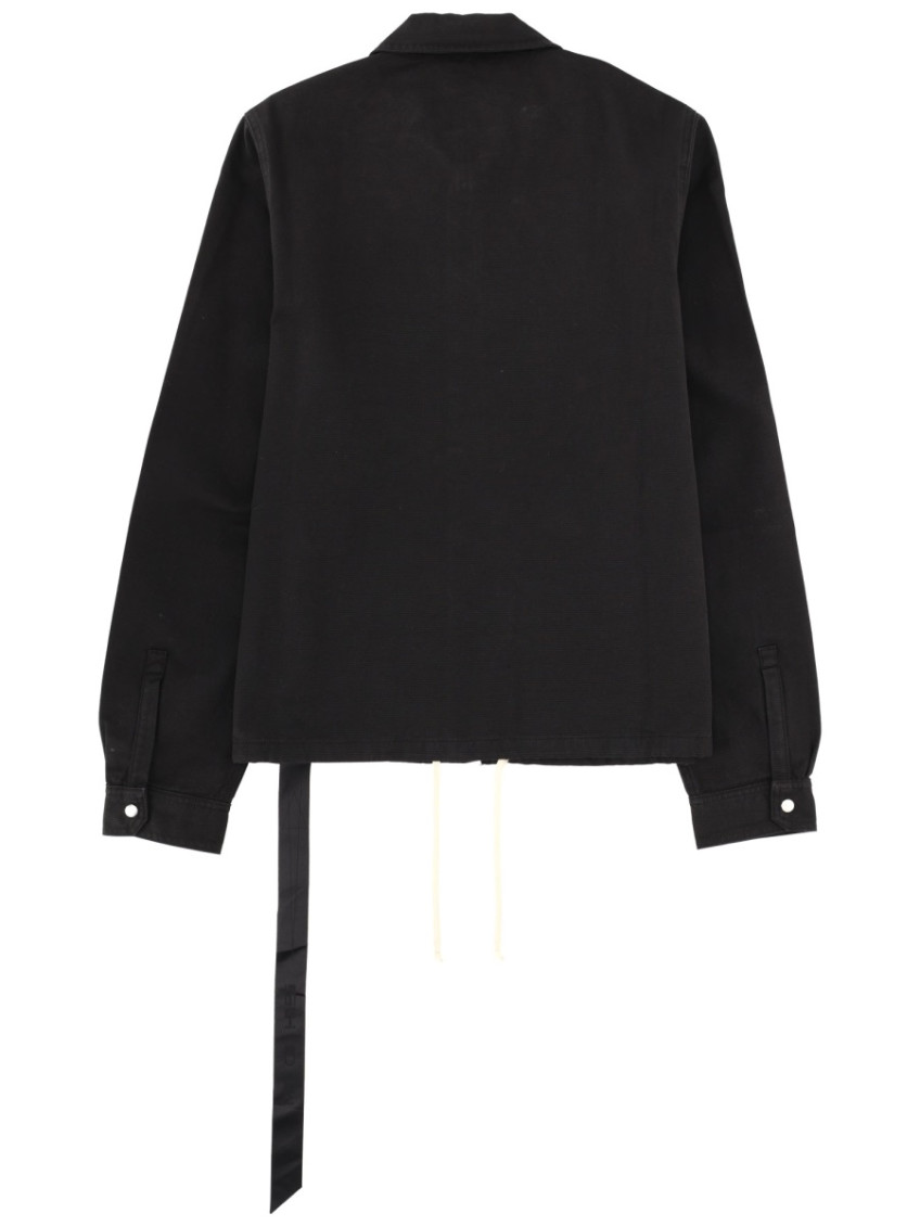 Black Solid Shirt Collar Jacket