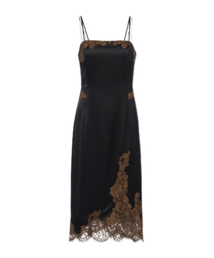 Lace-trim satin camisole dress