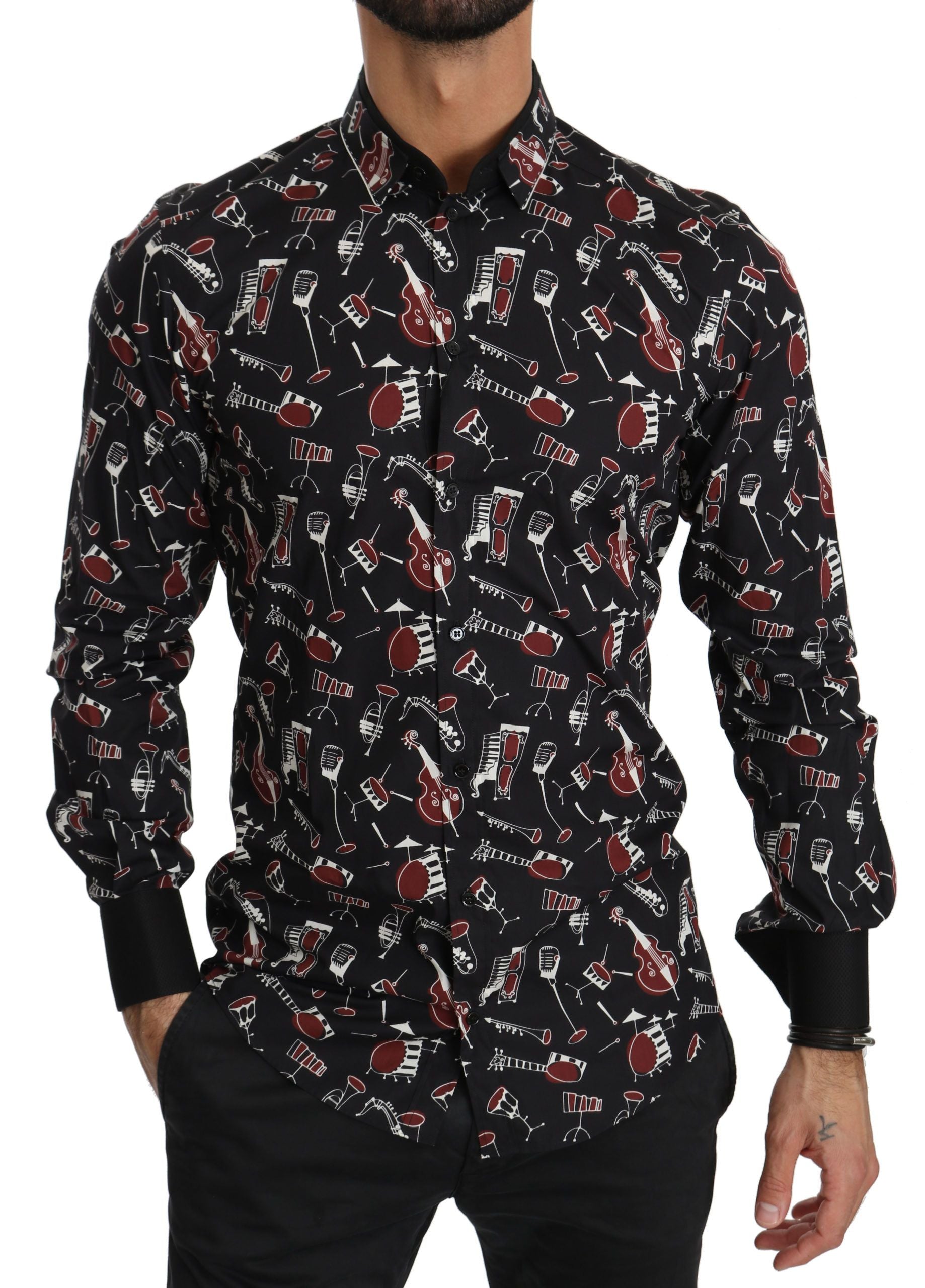 Musical Instrument Print Shirt — Black