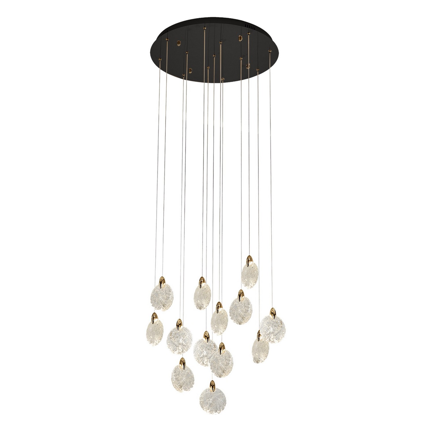 Satin Brass LED Chandelier from the Snowflake Collection