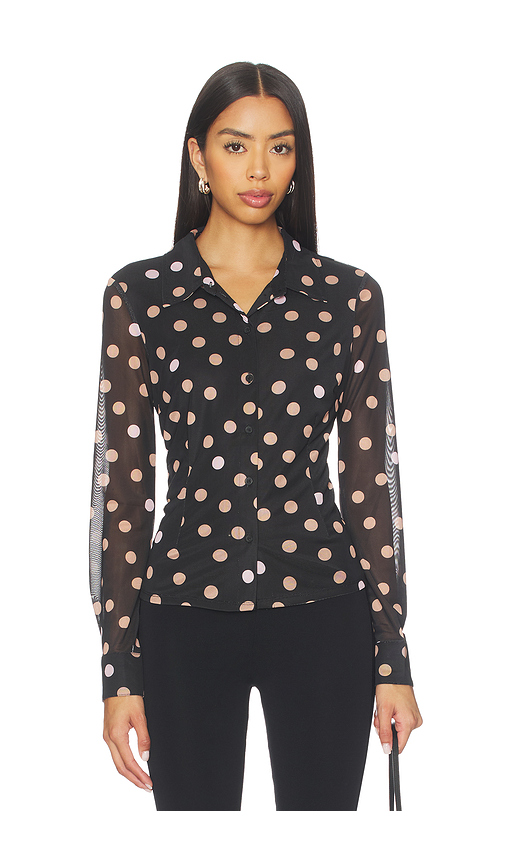 Sanctuary Fitted Mesh Button Down Top in Pop Spot. L also in XS, S, M, XL/1X