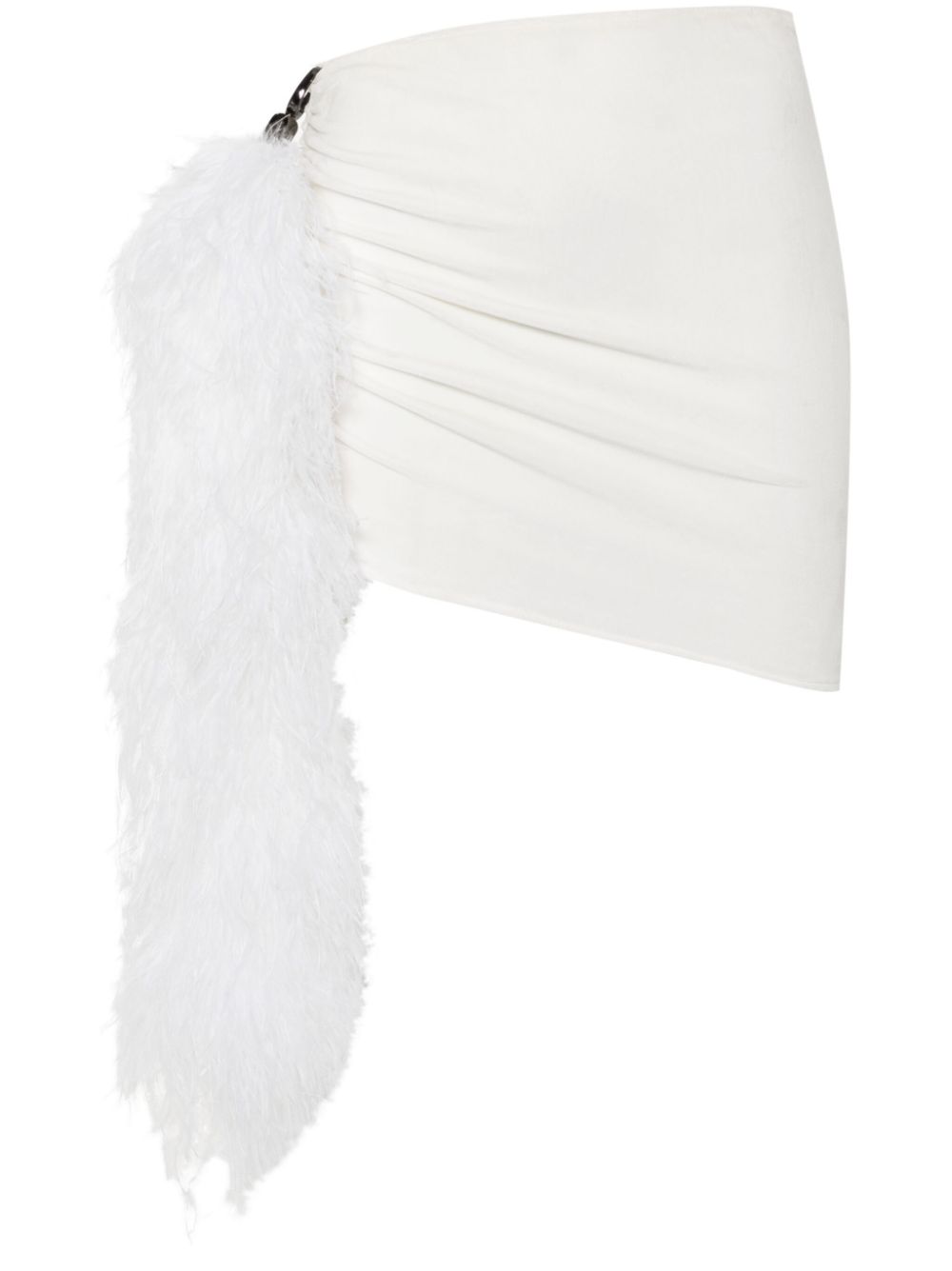 Feather-trim skirt - White