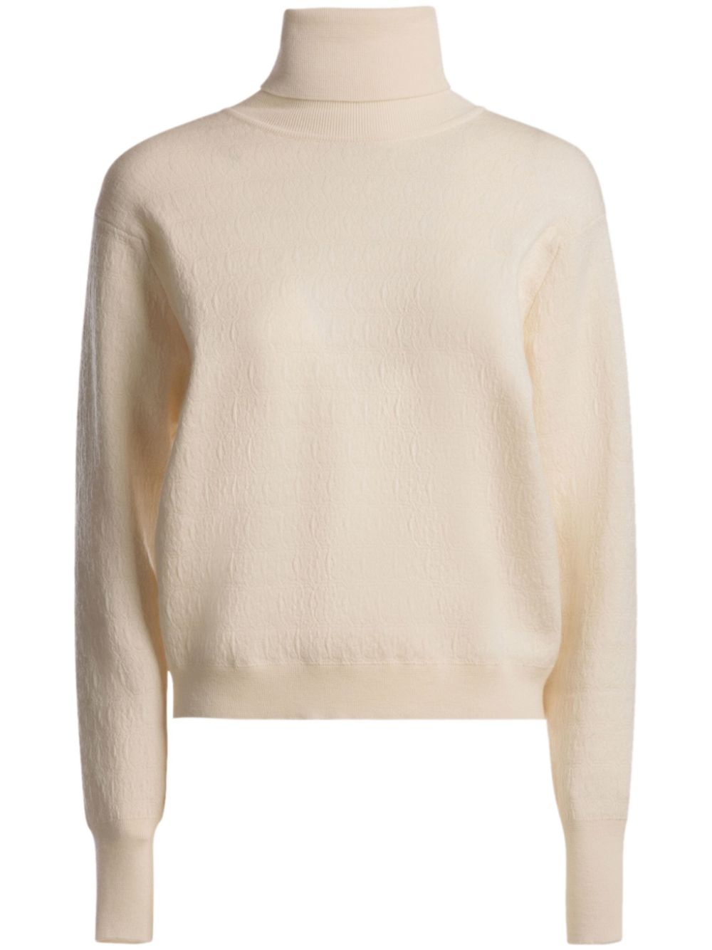 Roll-neck textured wool jumper - Neutrals