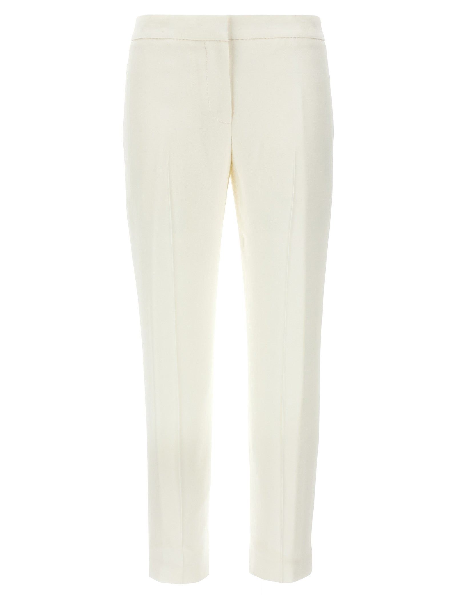Crepe with Ironed Crease Trousers — White