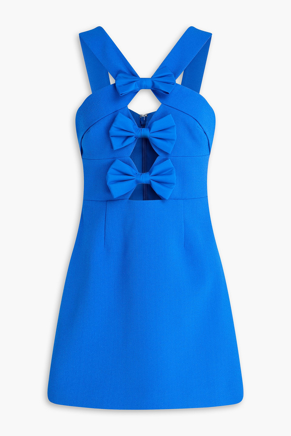 Antonella cutout bow-detailed crepe mini dress - Blue - UK 12