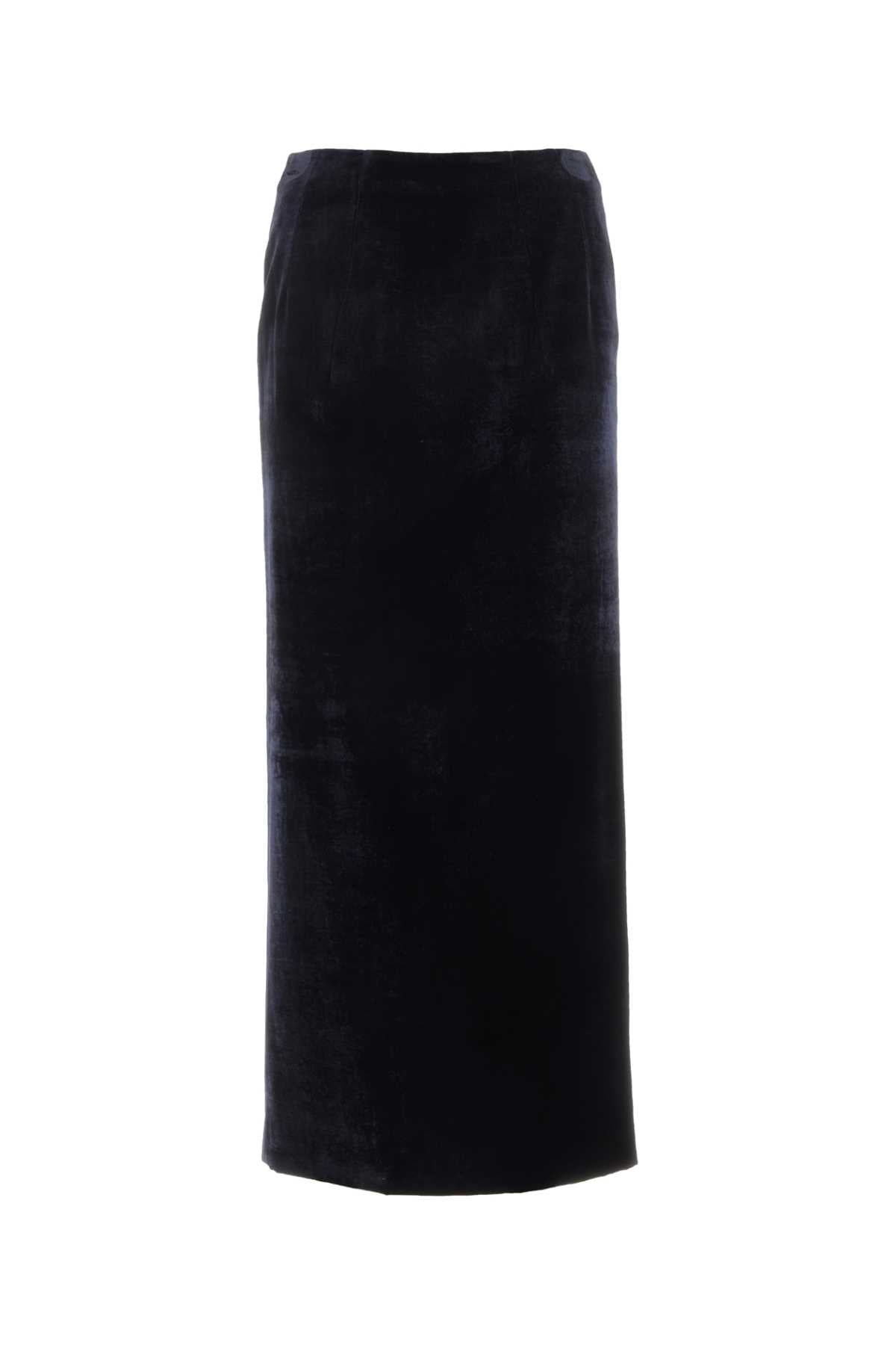 Velvet Pencil Skirt — Navy