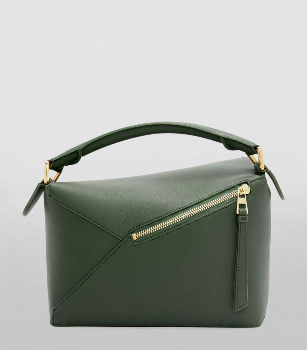 Small Leather Puzzle Edge Top-Handle Bag