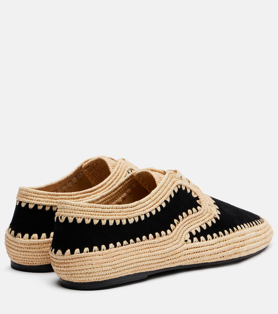 Strength raffia and suede Derby shoes