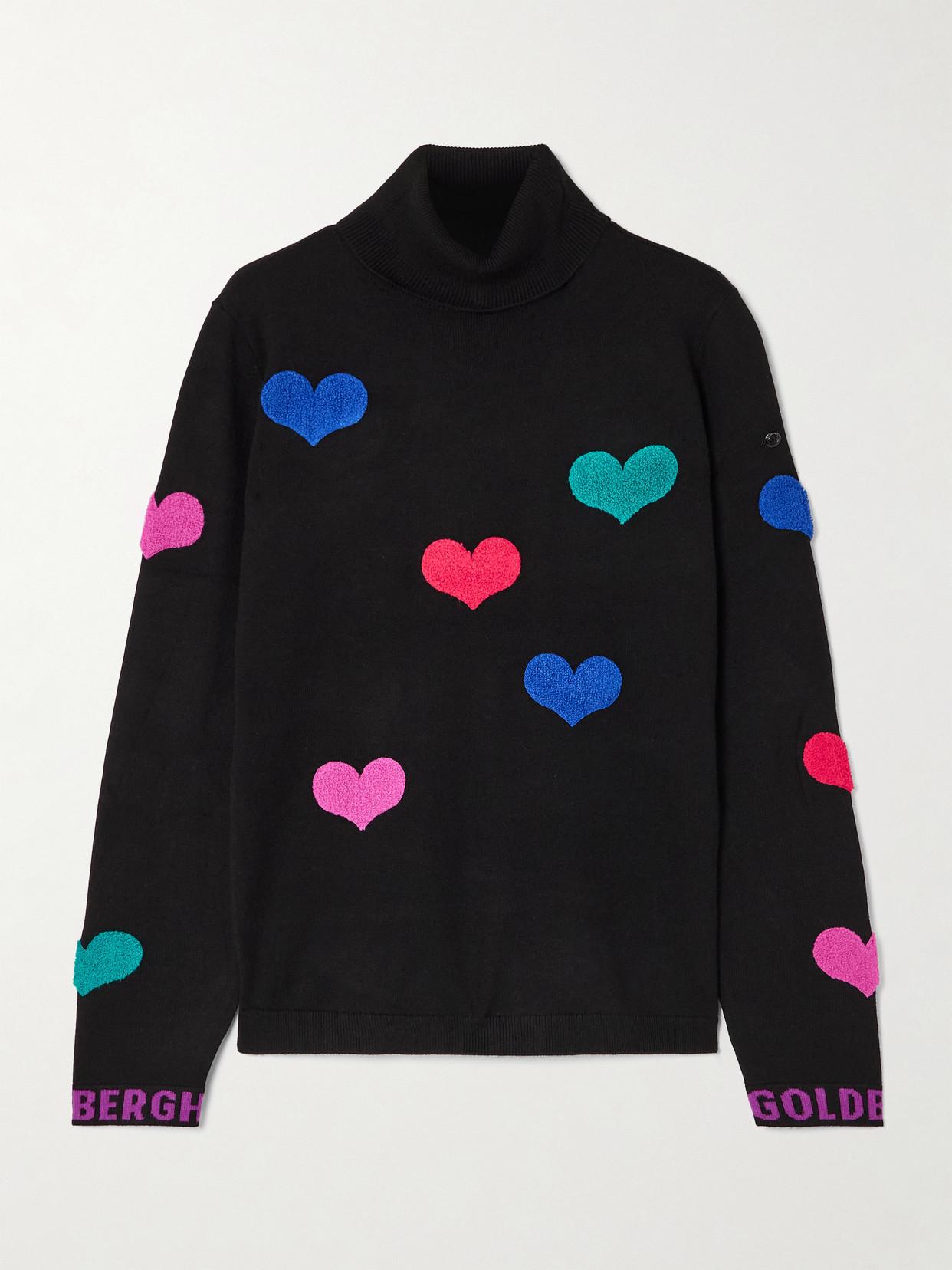 Bacio Appliquéd Knitted Turtleneck Sweater - Black