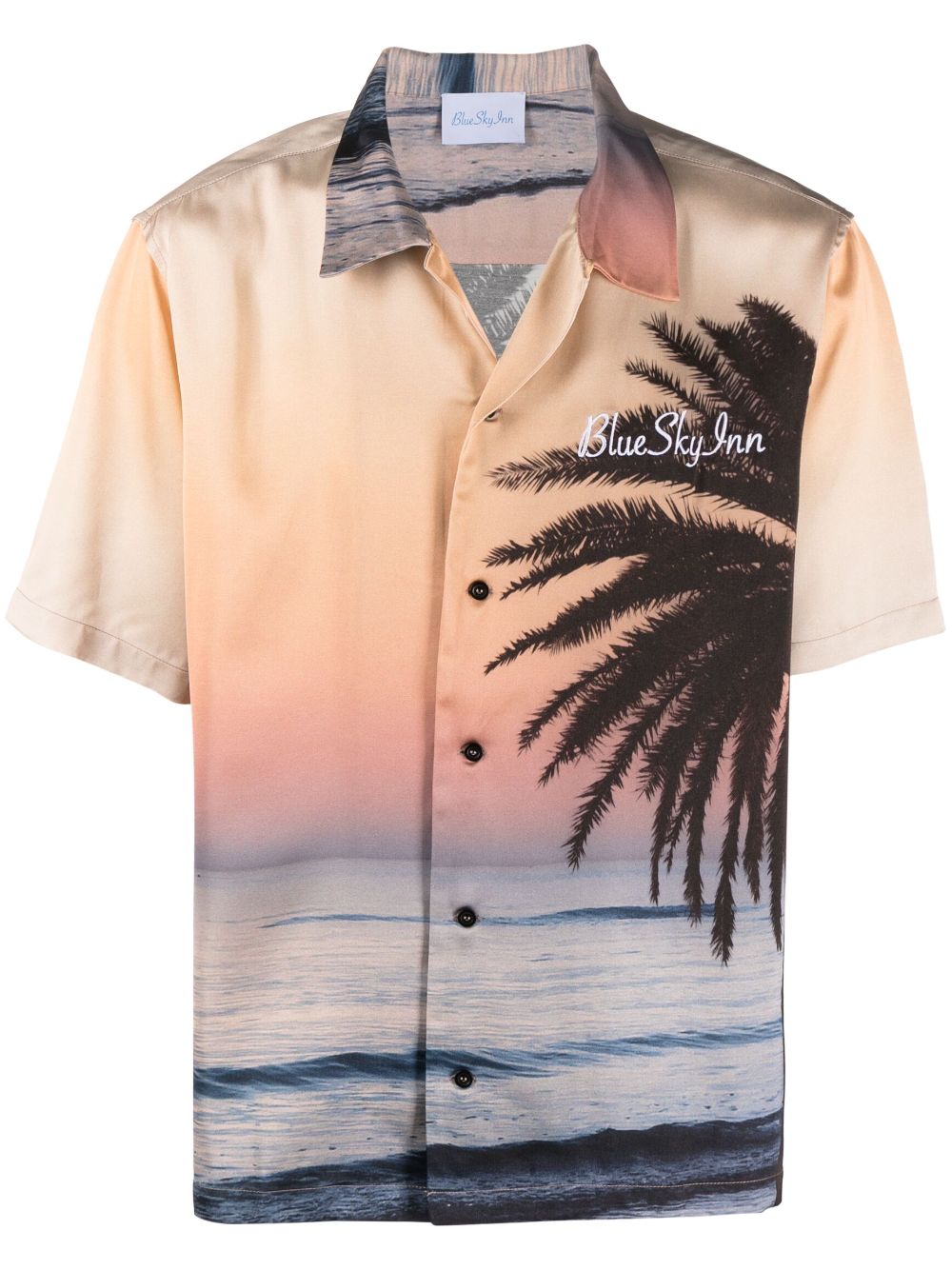 Logo-embroidered graphic-print shirt - Black