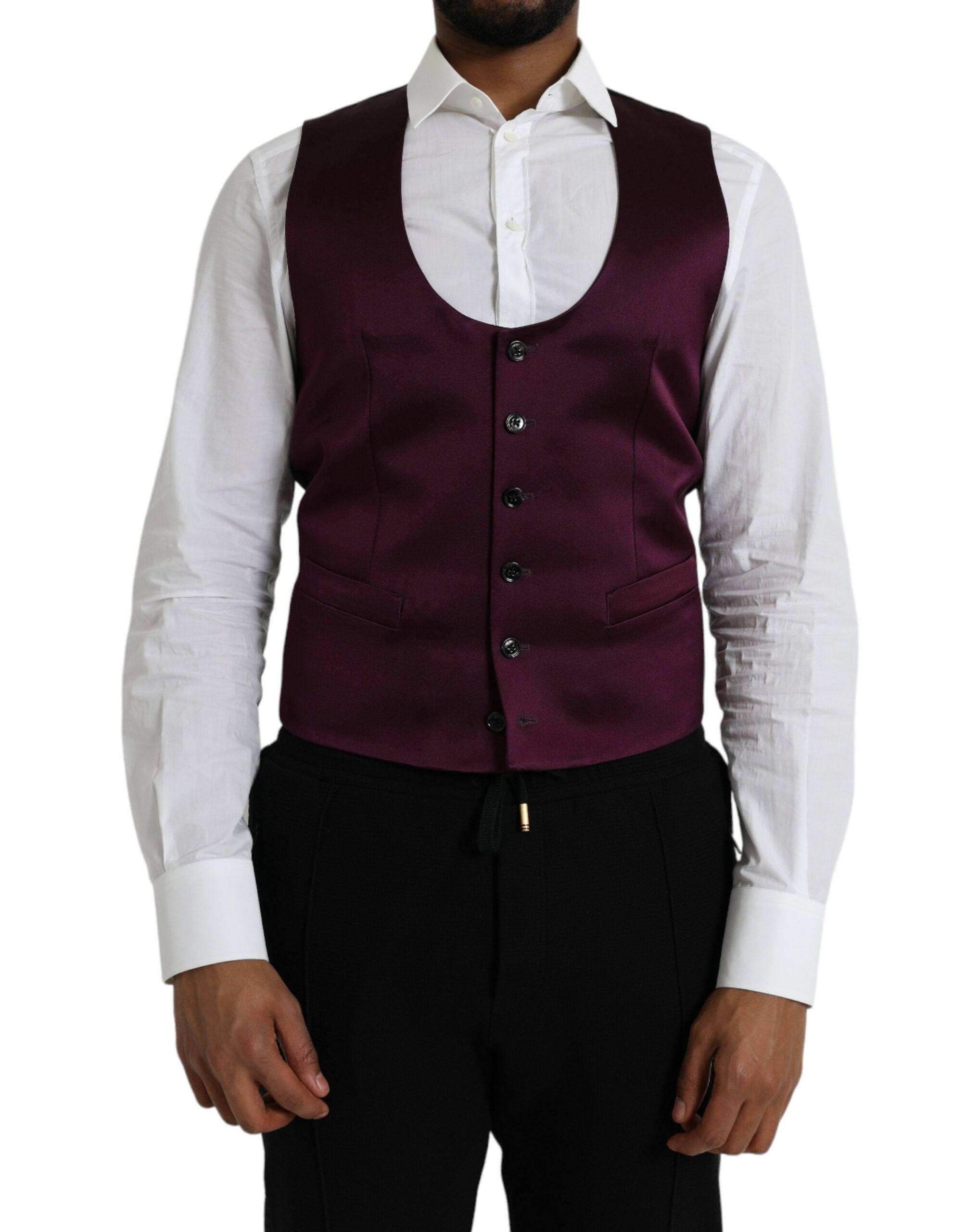Silk Satin Formal Vest — Maroon