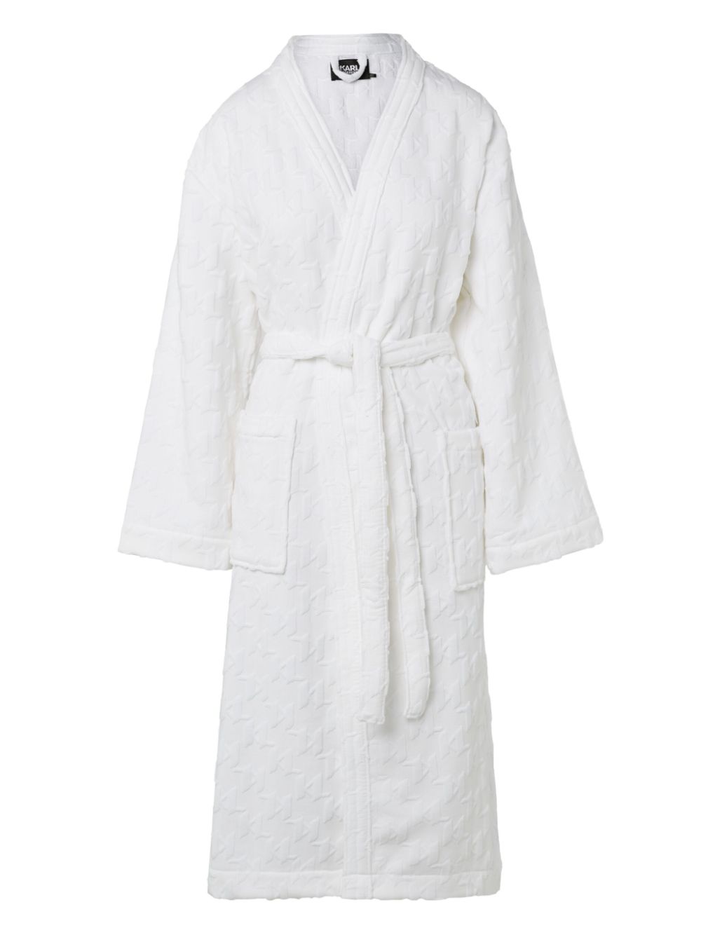 Monogram-jacquard cotton bath robe - White