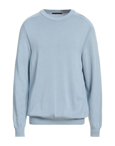 Man Sweater Light blue Size 50 Cotton
