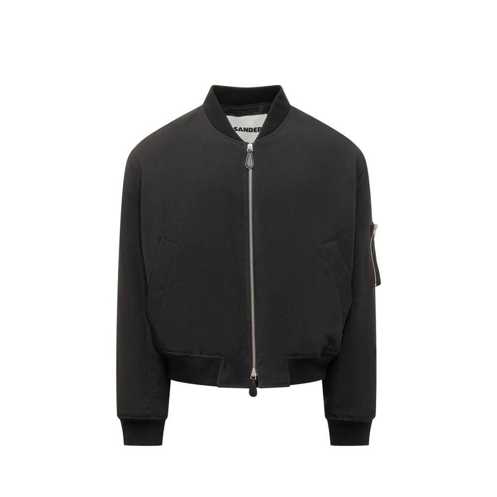 Polyester Bomber Bomber Jacket — Black