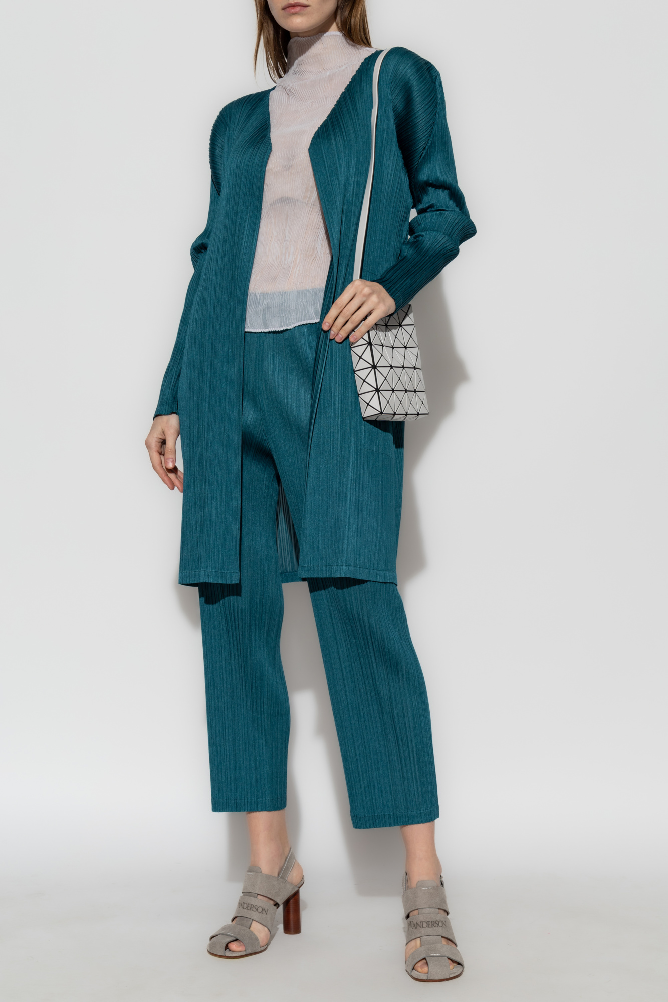 Pleated Coat, Women's, Green