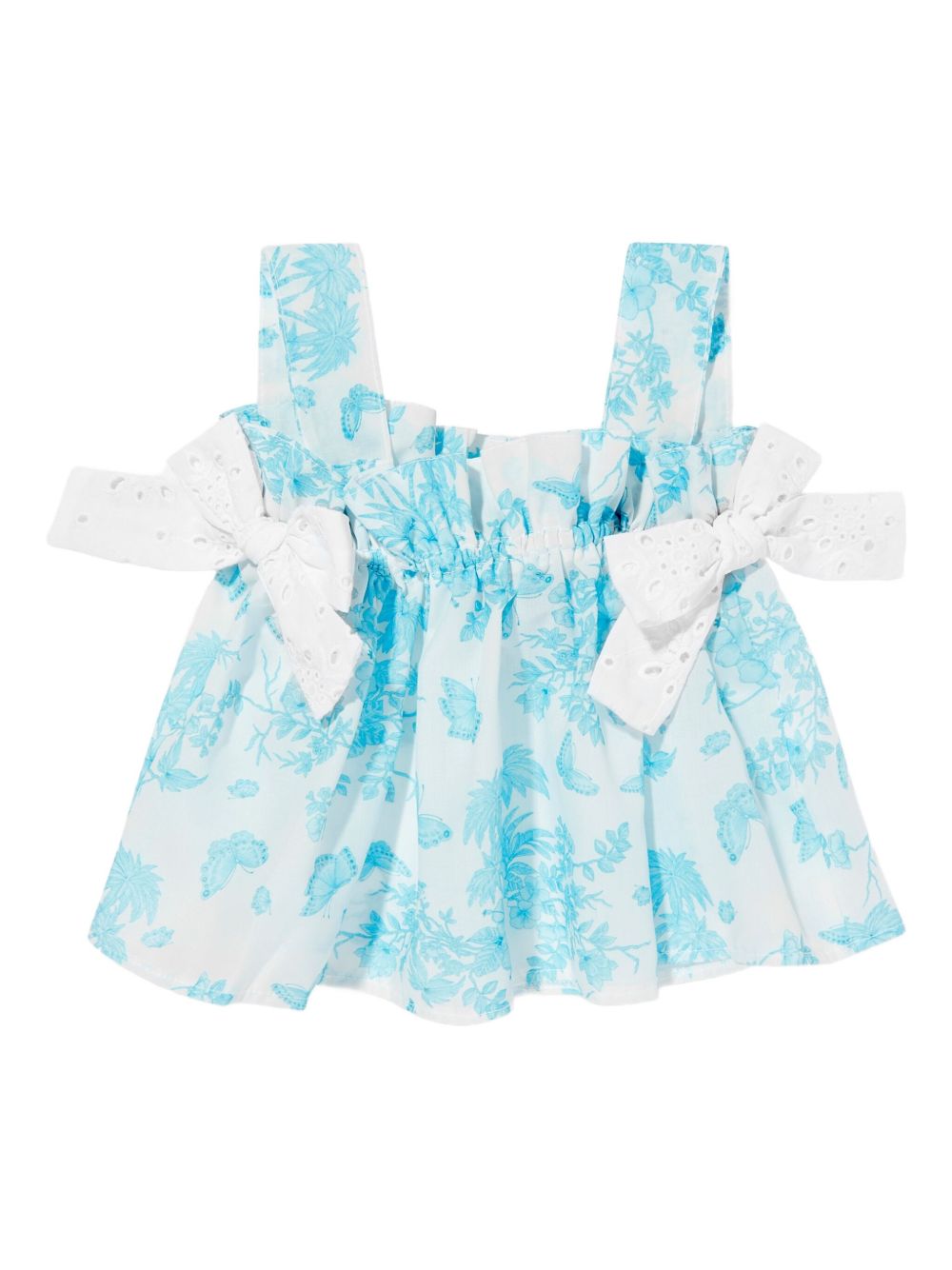 Floral-print embroidered top - Blue