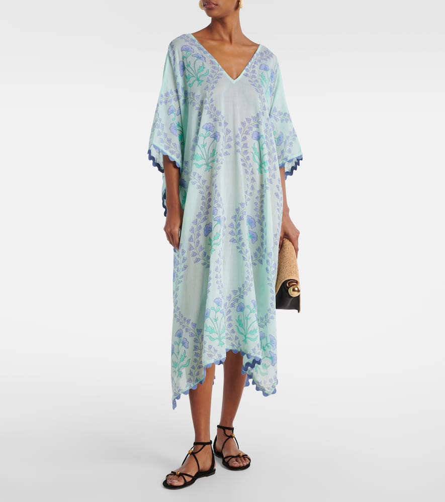 Printed cotton beach cover-up
