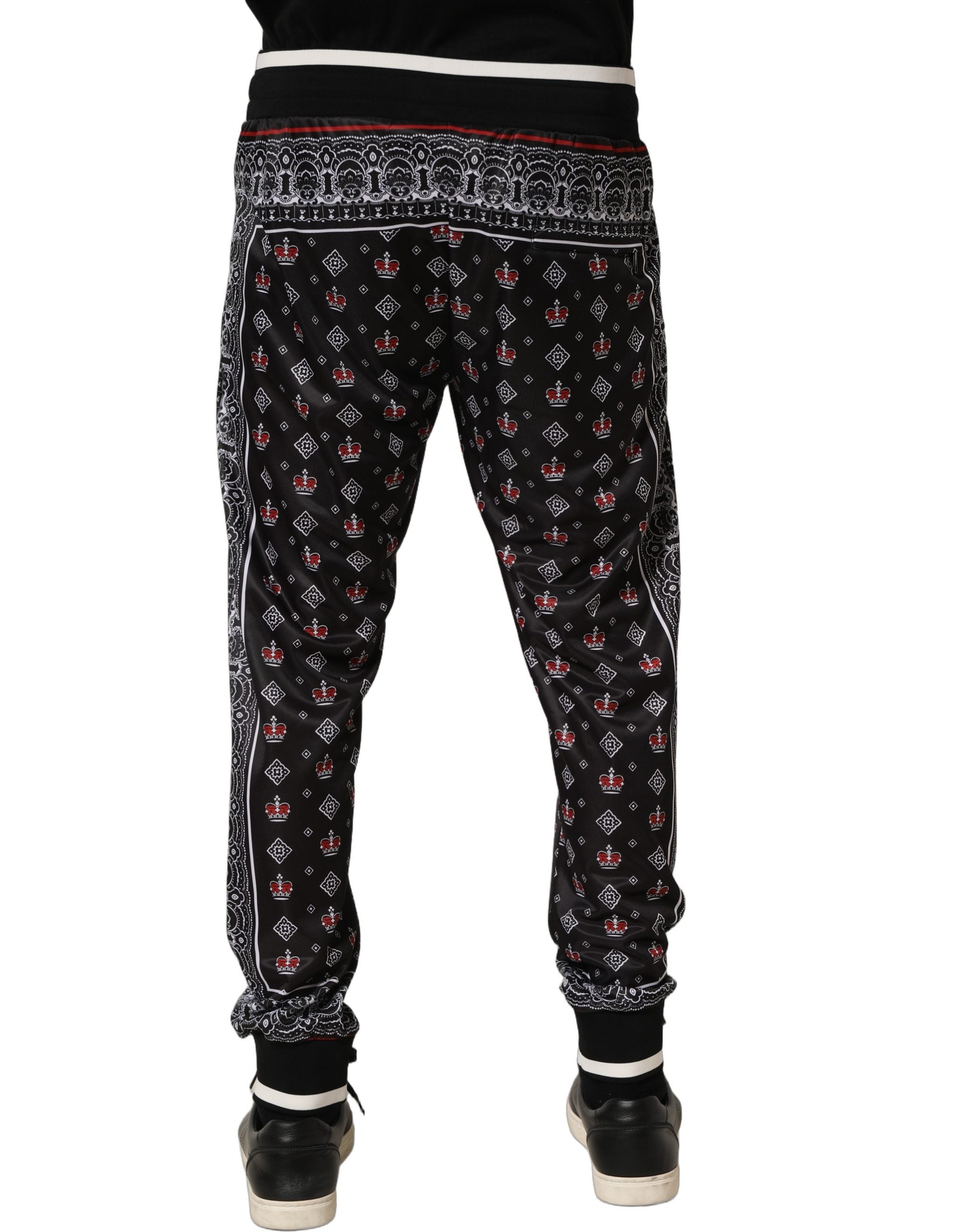Logo-Embellished Bandana Print Joggers — Black