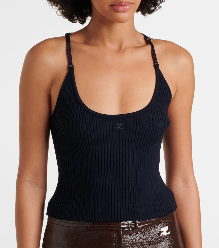Courrèges Logo ribbed-knit tank top